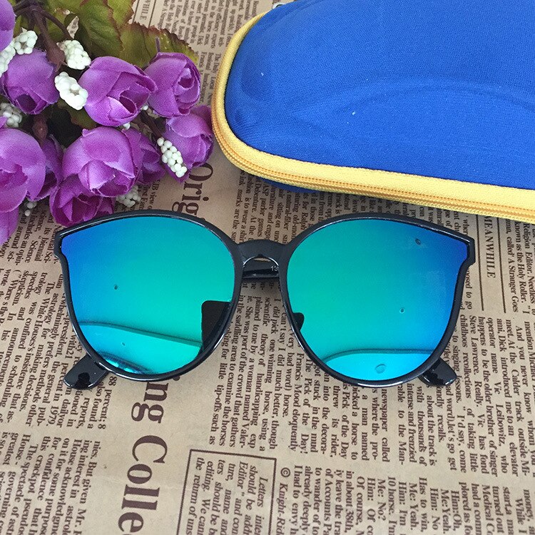 Leuke kat eye kinderen zonnebril kids meisjes jongens peuter zonnebril oculos de sol infantil: green-miror