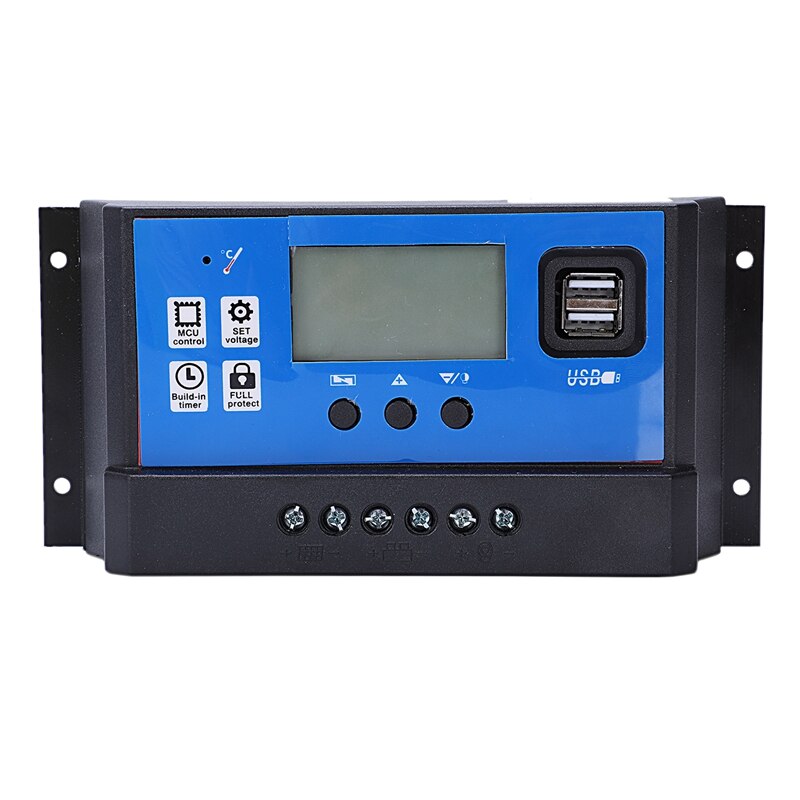 Solar Lader En Ontlader Controller 12V 24V Auto Lcd Display Pv Batterij Regulator Met Dual Usb 5V(40A)