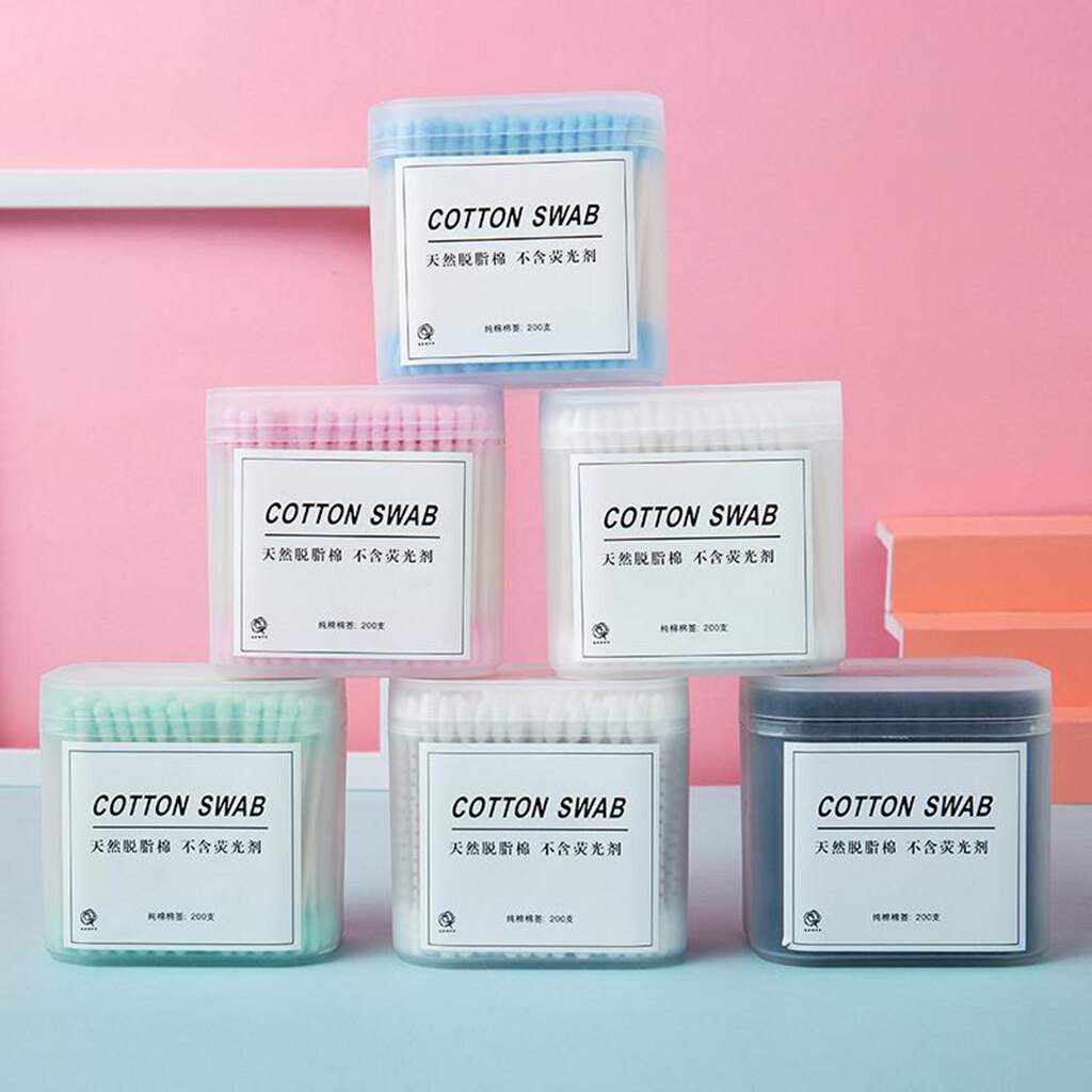 Coton-tige avec manche bâton, 200 pièces, coton-tige, applicateur de nettoyage, Extension de cils, outil cosmétique