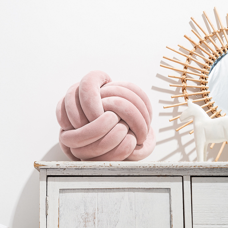 Summer Soft Couch Bench Cushion Velvet Knot Pillow on Lounge Chair Backrest Pad: Orange / 40x40cm