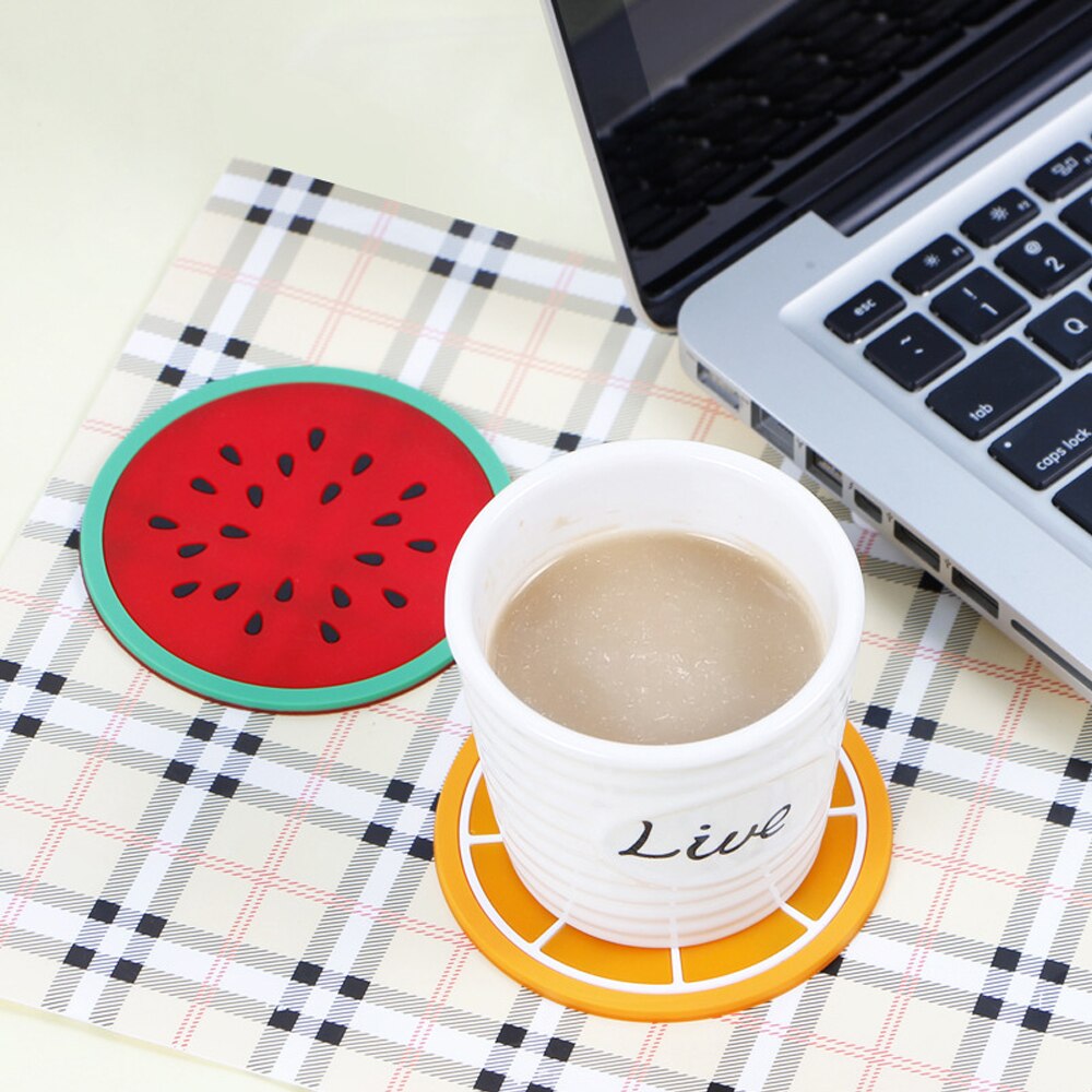 Fruit Shape Cup Coaster Silicone Slip Insulation Pad Cup Mat Drink Holder Mug Stand Home Table Decorations Kitchen Accessory