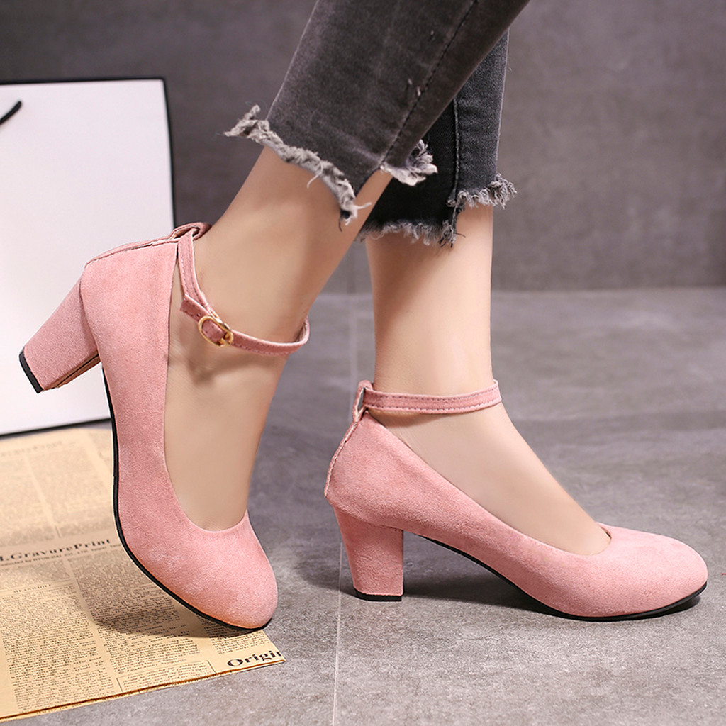Zapatos de tacón alto con plataforma y hebilla en el tobillo para mujer, estilo punk, vintage, de otoño, en negro y rojo, talla grande , 18 de diciembre: Paquete / 40