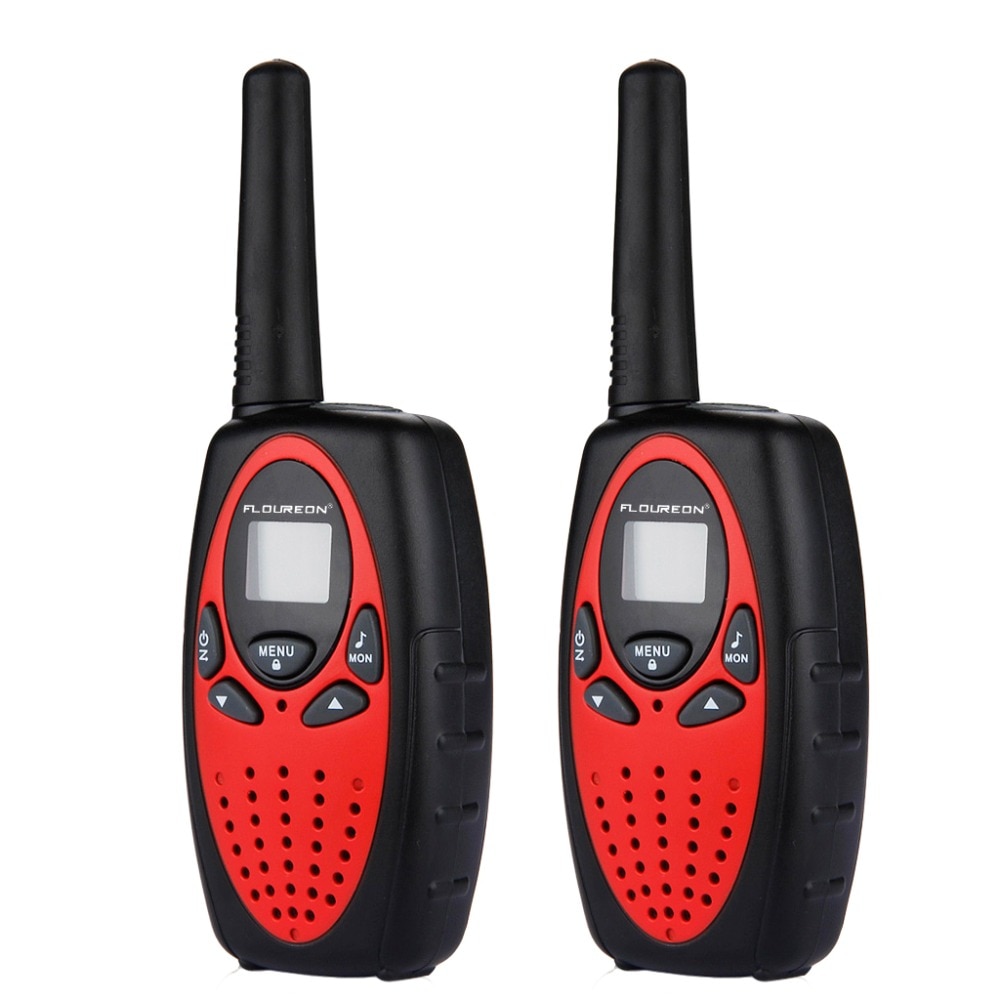FLOUREON 8 Kanal Twin Walkie Talkies PMR446MHZ 2-Weg Mini Radio 3 KM Reichweite Sprech LCD Display Rot/ schwarz