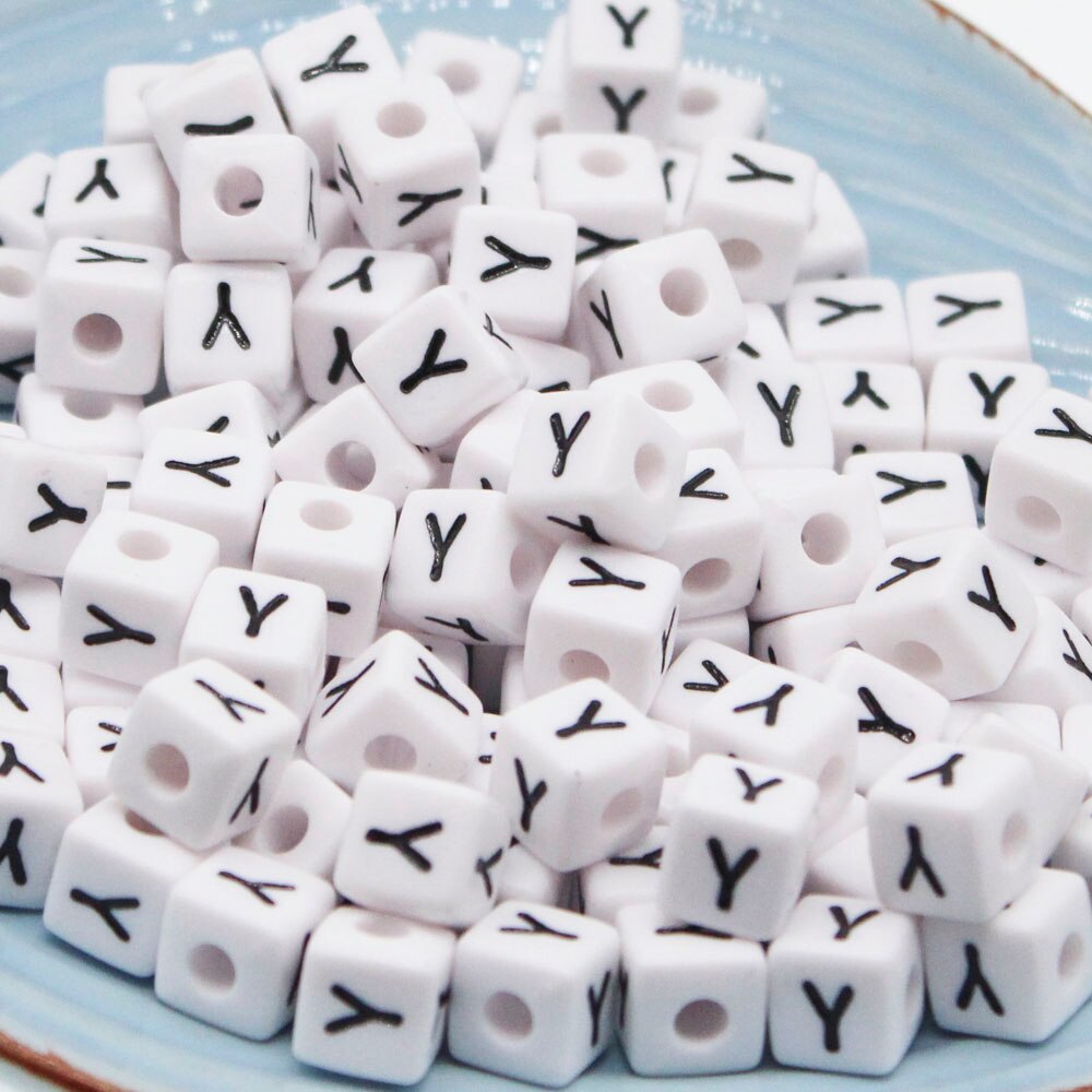 CHONGAI 550 Uds cubo acrílico cuentas con letras un solo alfabeto A-Z pulsera cuadrada blanca fabricación de joyas cuentas 10*10mm