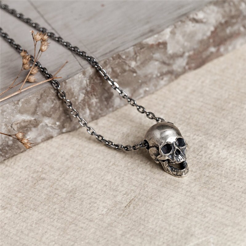 Hellolook 925 Sterling Zilveren Hanger Voor Ketting Prachtige Handgemaakte Schedel Hanger Gothic 100% S925 Zilveren Ketting Hanger
