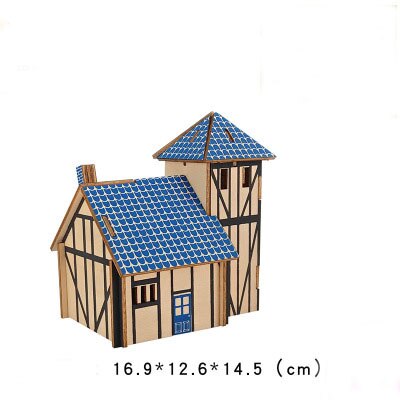 Christmas goods 3D wooden puzzle toy building house DIY manual assembly kit children's educational toys: C