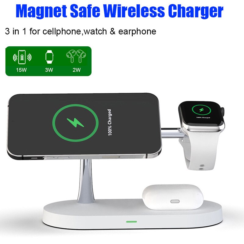 QI 15W Schnelle Ladestation 3in1 Magnetische Sichere Drahtlose Ladegerät Für iPhone 12 Profi Max 11 Ladegeräte für Apfel uhr Airpods Profi