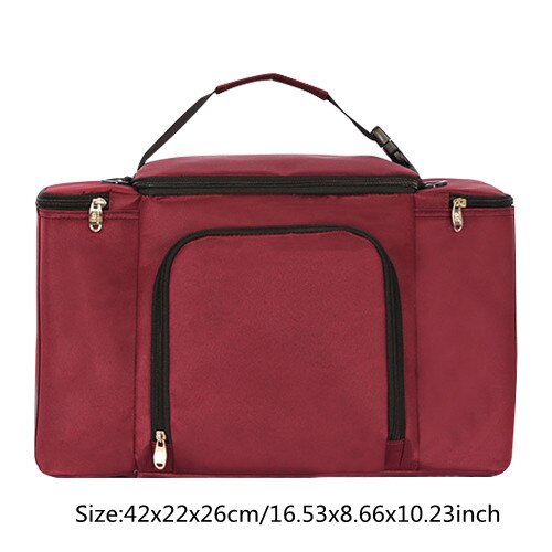 Big Capacity Cooler Bag Black Cold Thermal Picnic Lunch Tote Pouch Student Portable Milk Food Insulation Organizer Accessories: Red Cooler Bag