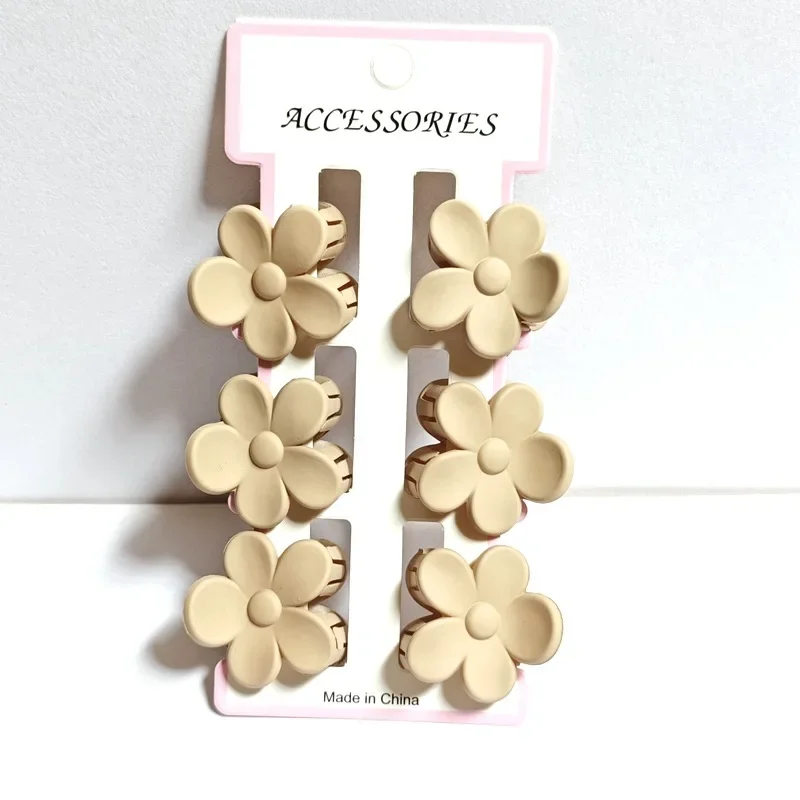 6 uds nueva pinzas para el cabello de flores para mujer pinzas para el cabello pequeñas pinzas de cangrejo cola de caballo esmerilada Clip de tiburón tocado accesorios para el cabello: Morado