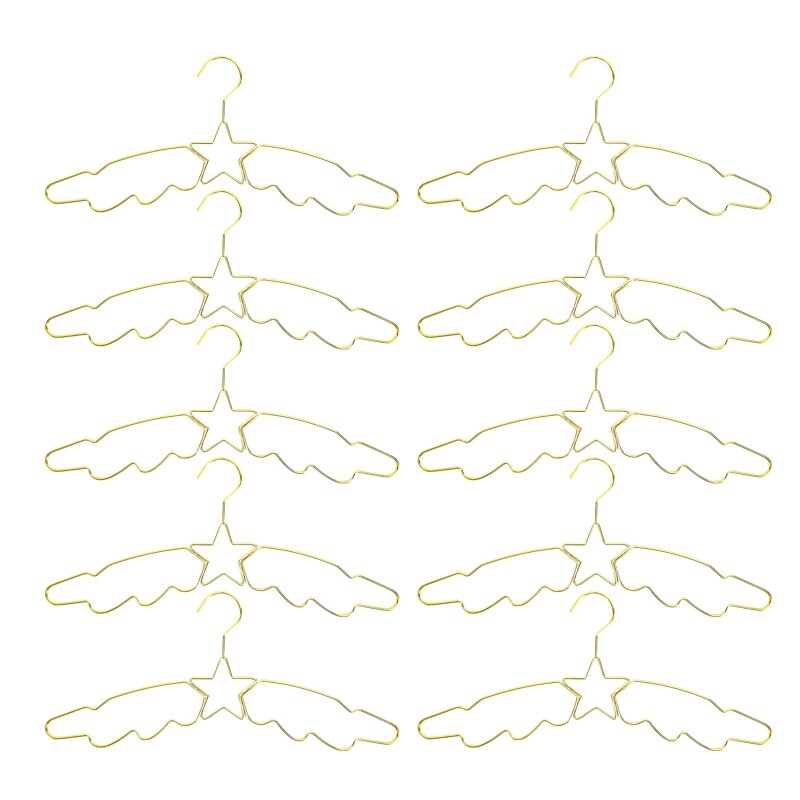 Wrought Iron Clothes Hangers 10 Pcs Metal Light Luxury Star Hanger Anti-slip for Home Bedroom Dormitory Wardrobe: Gold