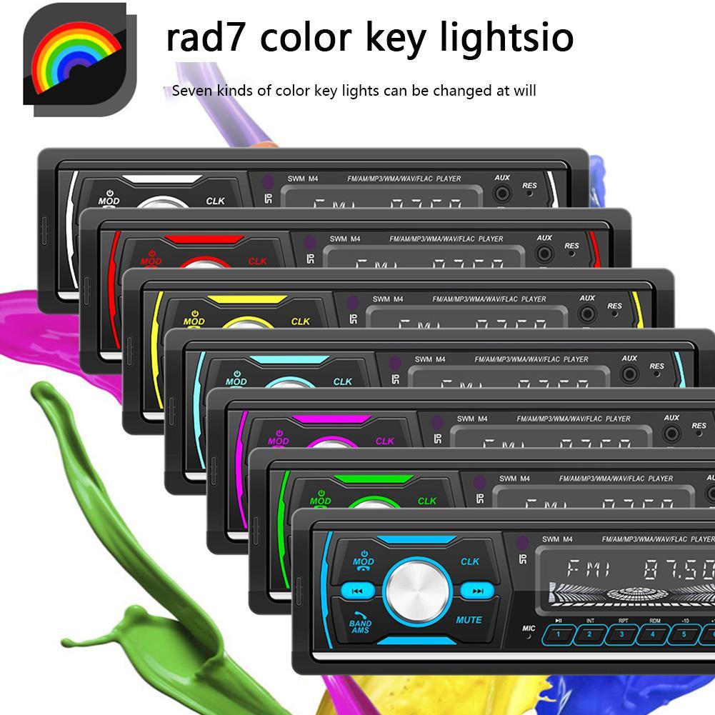 DAB+ RDS AM FM Car Radio MP3 Player 1 DIN Stereo Bluetooth USB SD AUX Head Unit Support Phone Charging 7 Colors Button