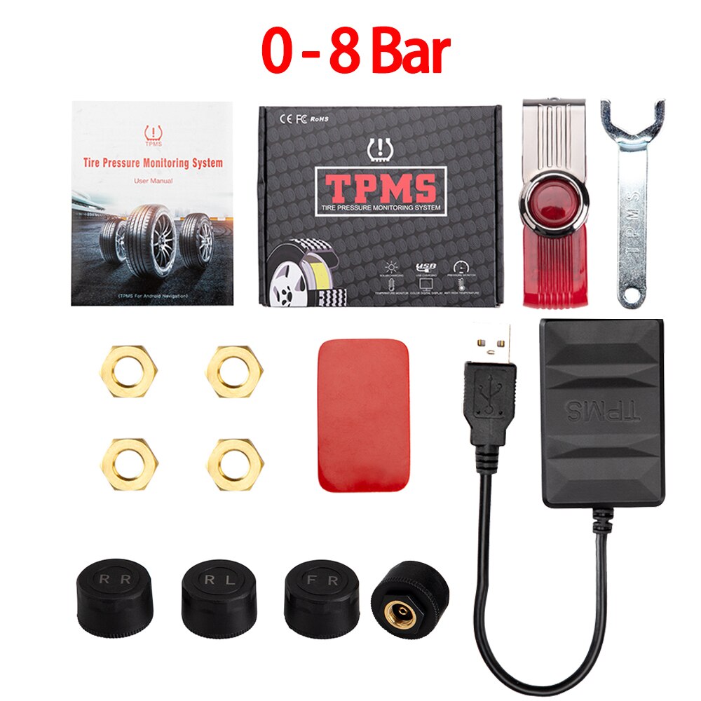 Android Tpms Auto Radio Dvd-speler Bandenspanningscontrolesysteem Reservewiel Druk Sensoren Interne Externe Sensor Usb Tmps