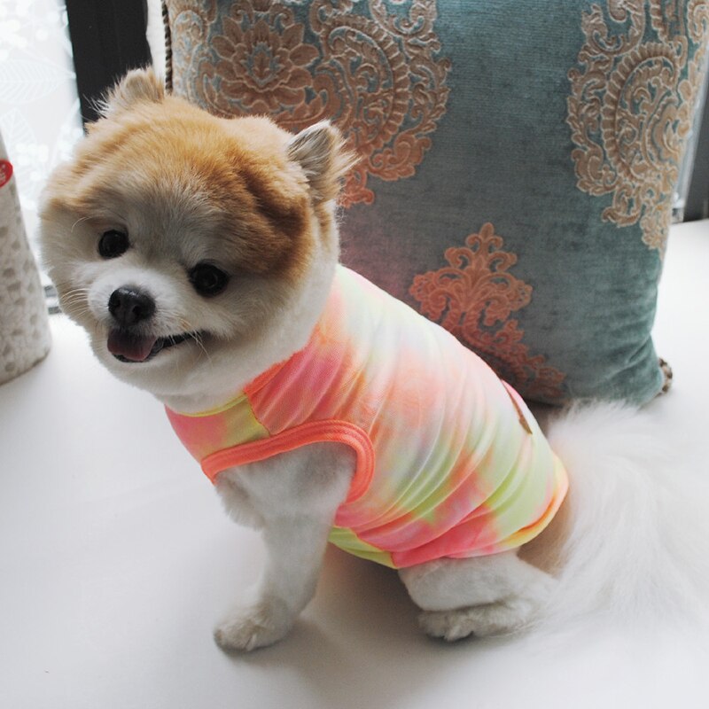 Tie Dye Pet Clothes Vest Dog Shirt Puppy Pet Clothing For Small Medium Dogs Chihuahua Yorkie Casual Breathable Costume