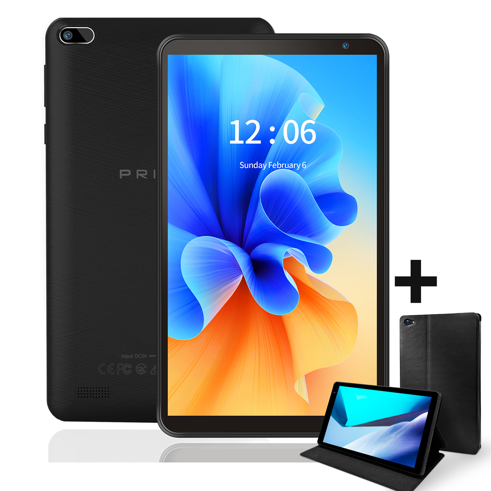 Pritom 7 zoll tablet pc 32 gb android 11 mit quad core prozessor hd ips display dual kamera wifi mit pu schutzhülle: US