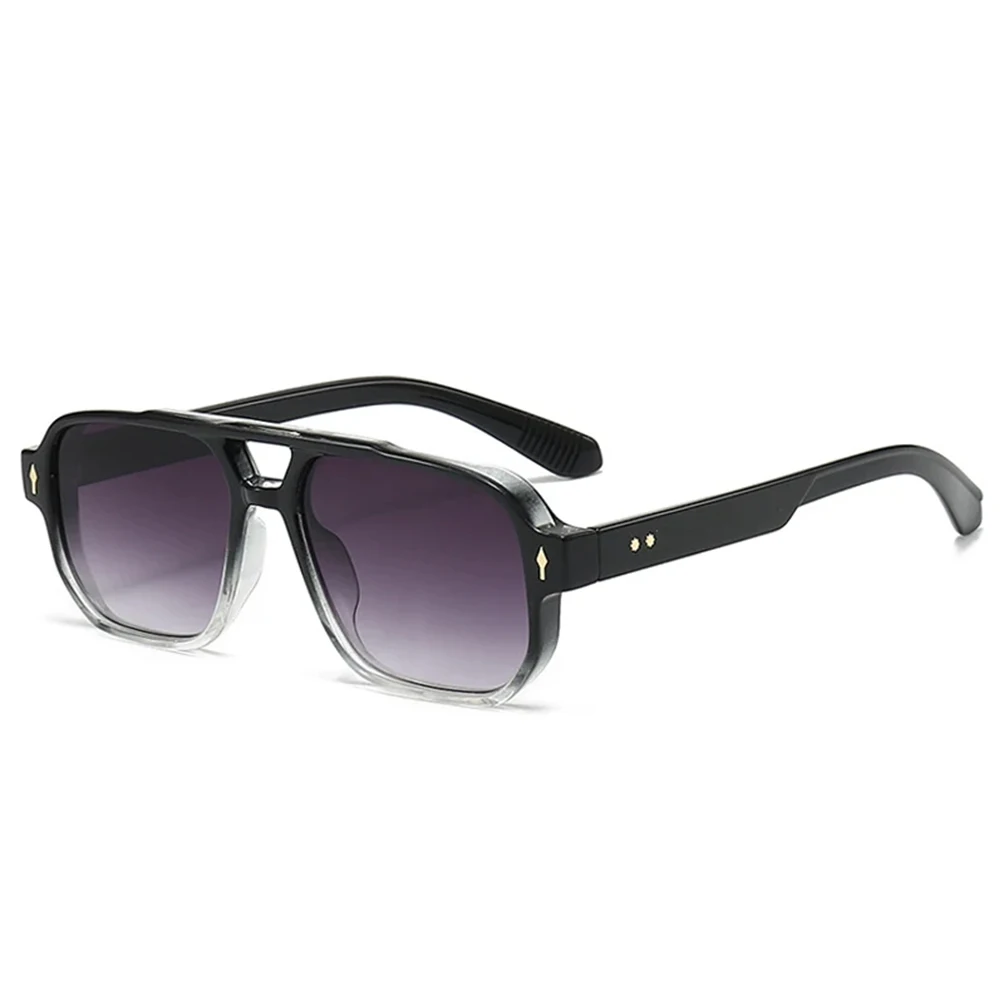 JNPCXI Vintage doble puente hombres gafas de sol cuadradas verde océano lente UV400 gafas mujeres tendencia remaches gafas de sol: YELLOW