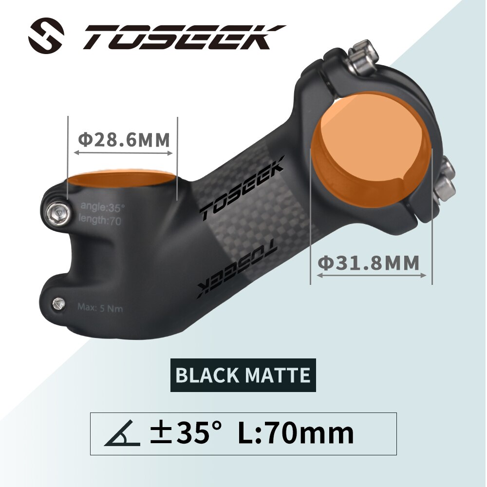TOSEEK ZF-eins Kohlenstoff Stengel 25/35 Grad Mountainbike Vorbau 31,8mm Lenker Vorbauten 60/70/80/90/100mm Schwarz und verrotten Fahrrad Teile: ZFONE-Schwarz35-70mm