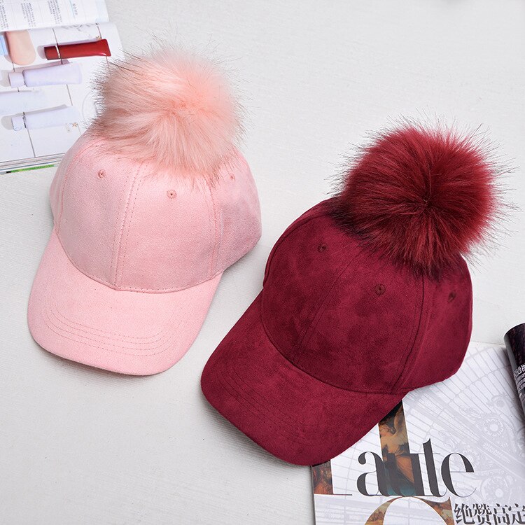 Kvinnor höst vinter hatt manchester hår boll justerbar kvinnlig hatt casual hatt casquette
