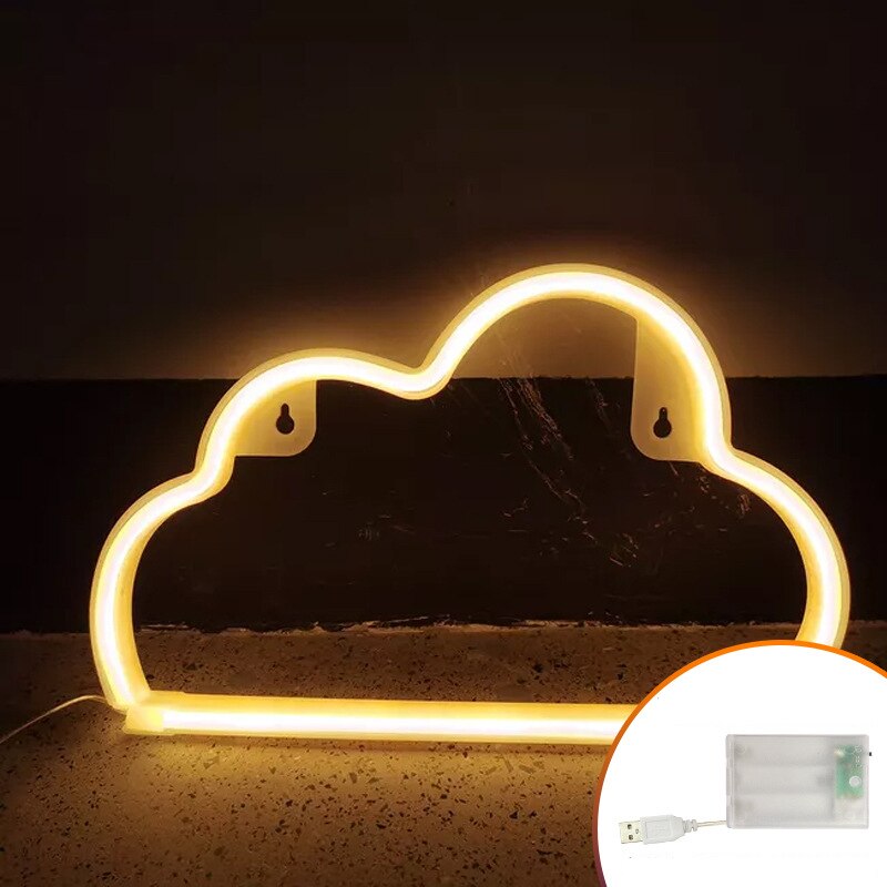 LED Neon Light Sign Clouds USB AAA Battery Powered Wall Art Bedroom Decor Hanging Home Wedding Party Decor Xmas: Warm White Clouds