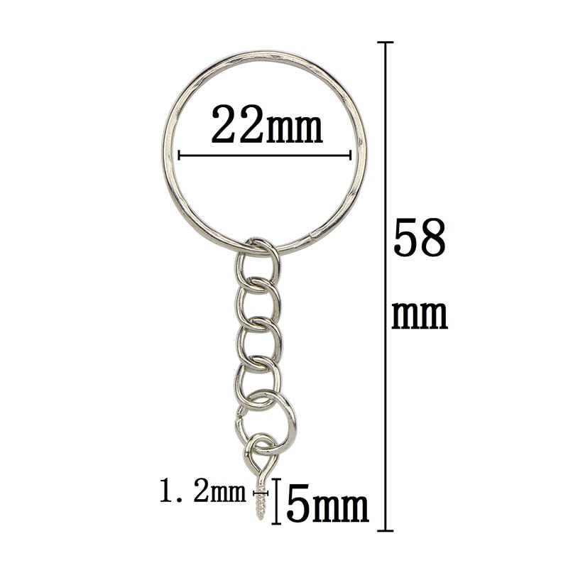 Juego de 40 unidades de llavero pulido con ojo de rosca de cadena corta, Conector de anillo dividido, accesorios de joyería DIY, llavero