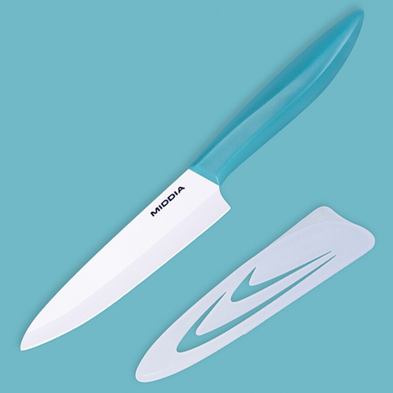 Middia Zwarte Keramische Fruit Mes In 4.5 Inch Paring Messen Kaas Mes Steak Mes Met Zwart Blad Keukengerei: white w. blue