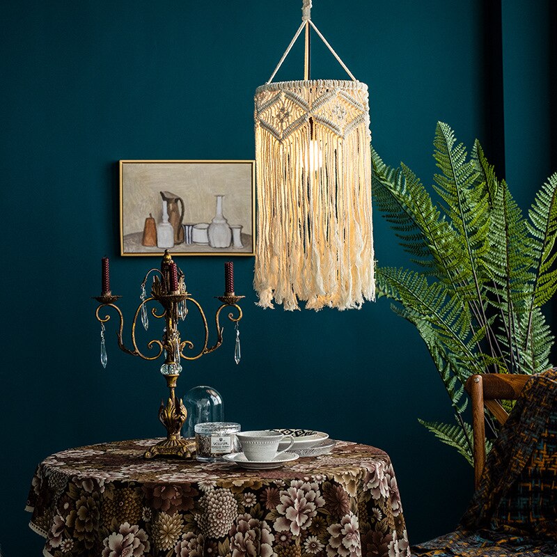 Dafield lampeskærm lampe dæksel lampeskærm lysekrone moderne væglampe skal dekoration bomuld materiale størrelse soveværelse boheme
