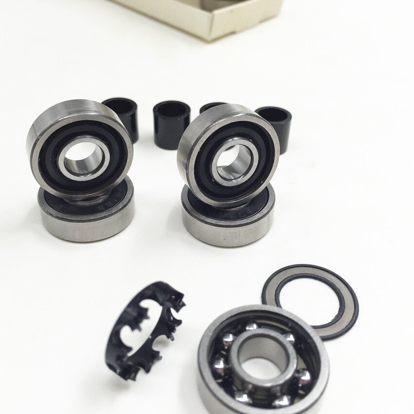 8pcs/box Famous Swiss Bearing 608rs with spacers and sticker for Longboard Double Rocker Fidget Spinners Roller sk8 Bearing 608