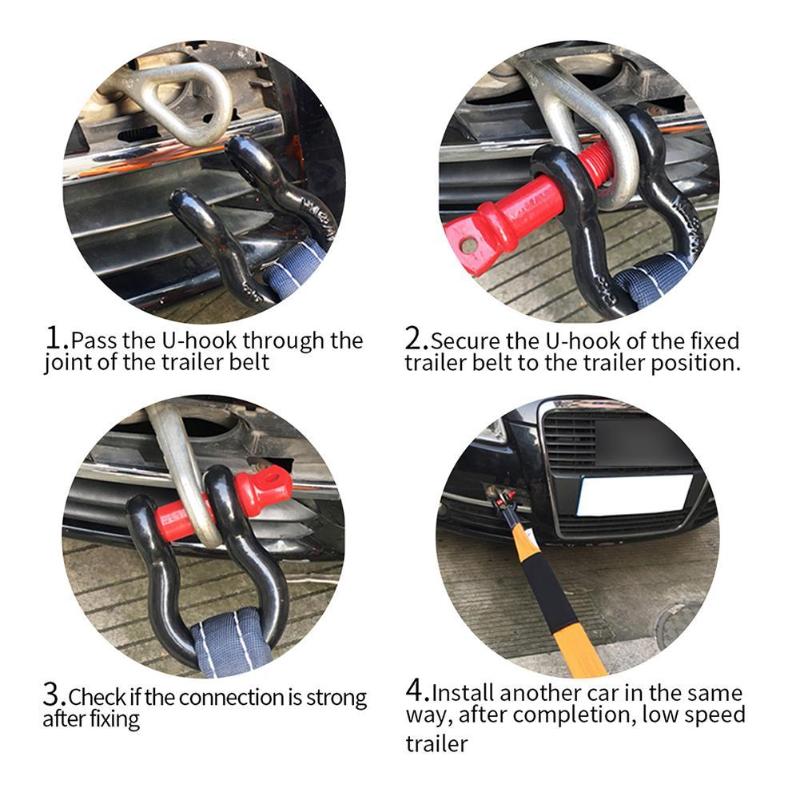 5m 5 Tons Heavy Duty Car Recovery Tow Strap Towing Rope with 2 Tow Hooks Off Road Accessories