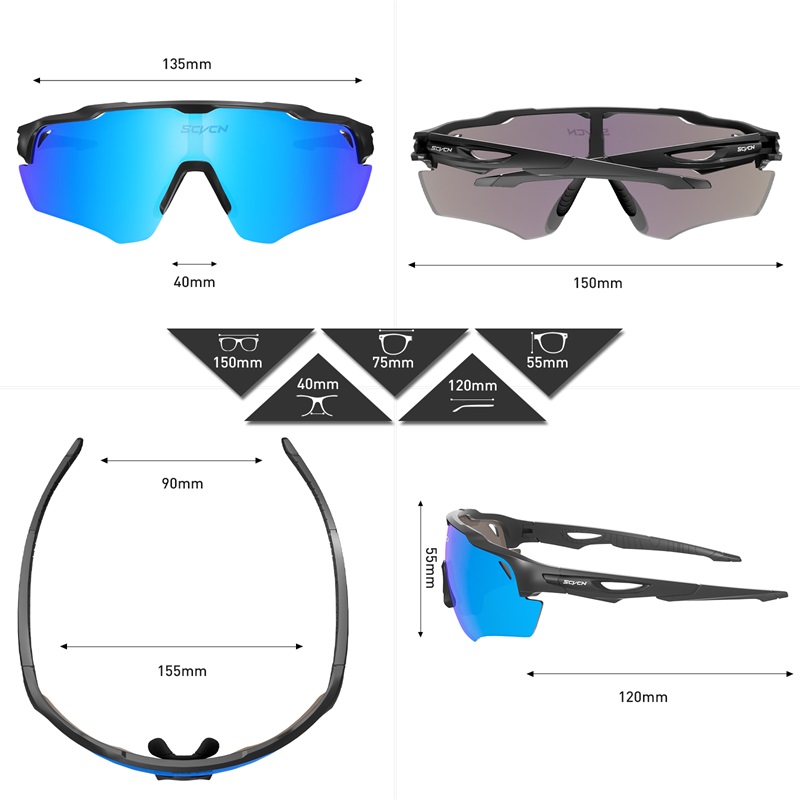 SCVCN Fietszonnebril Heren Dames Mtb Fietsbril UV400 Gepolariseerde Visserijbeschermingsbril Meekleurende Fietsbril