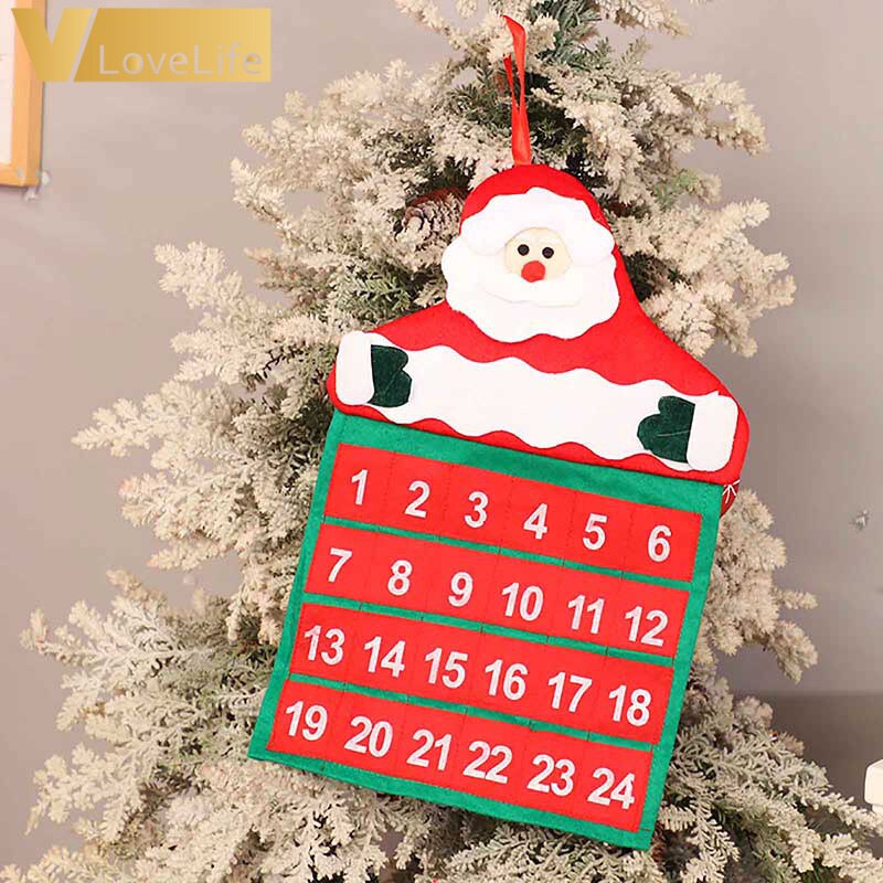 Jul adventskalender tomte snögubbe hängande julkalender dörr vägg fönster juldekoration jul