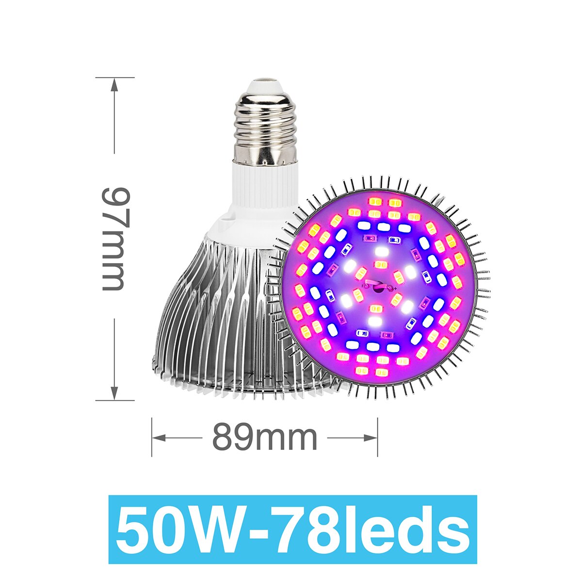 LED Grow Lamp 5W 10W 30W 50W 80W 85-265V Full Spectrum E27 Grow Light Bulb UV IR DIY For Garden Plants Flower Hydroponics Growth: 50W