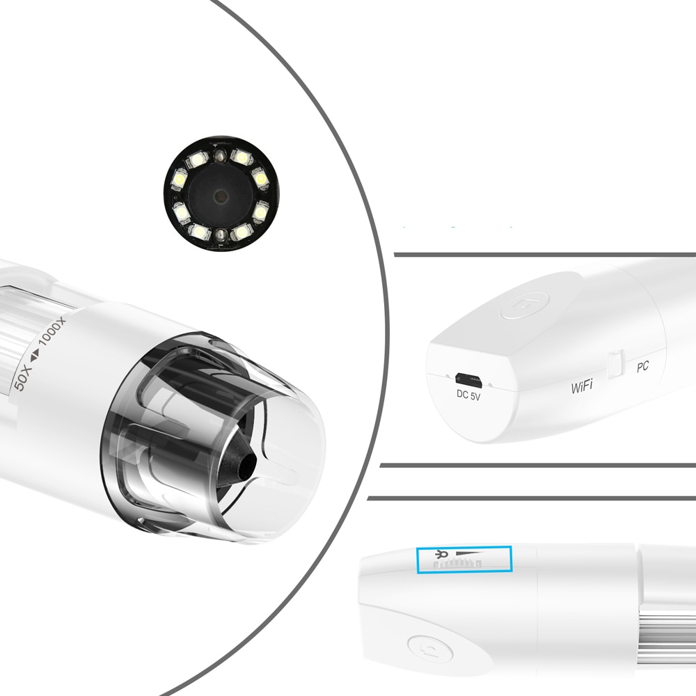 1000x WiFi Digital Microscope inskam316 Portable HD 1080P USB Microscope Camera with Snake-Tube Bracket SwitchFor IOS Android PC