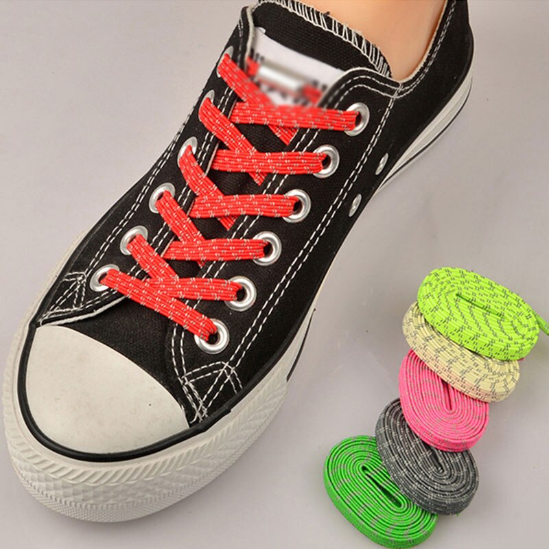 1 Paar Lichtgevende Schoenveters Platte Sneakers Canvas Veters Glow In De Donkere Nacht Kleur Fluorescerende Shoelace100cm Sport Schoenveters