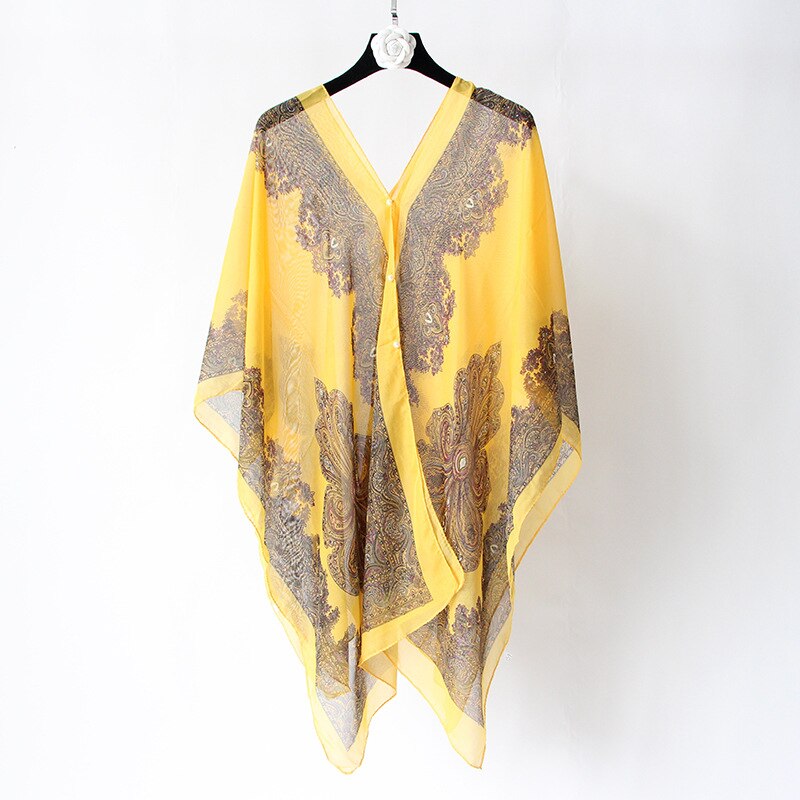 Châle en soie multifonctionnel pour femmes, écharpe magique en mousseline de soie, protection solaire, serviette de plage super longue, polyvalente: Yellow