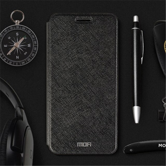 Mofi cover voor xiaomi  mi 5 hoesje 5c hoesje voor xiaomi 5c telefoonhoesje, siliconen leren hoesje voor xiaomi 5 telefoonhoesje, hoesje: Voor xiaomi 5c / Zwart / Met gehard glas