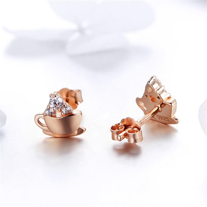 Dalaran Rose Goud Koffie Koreaanse Stud Oorbellen Authentieke 925 Sterling Zilver Voor Vrouwen Persoonlijkheid Featured Sieraden