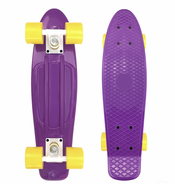 Mini patineta deportiva de 22 pulgadas para niños, monopatín de Color macarrón, Cruiser Multicolor: Purple(yellowwheel)