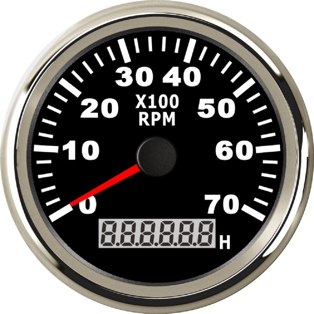 Waterproof 85mm 7000RPM Tachometer RPM REV Counter RPM With Hour Meter 12V 24V With Backlight