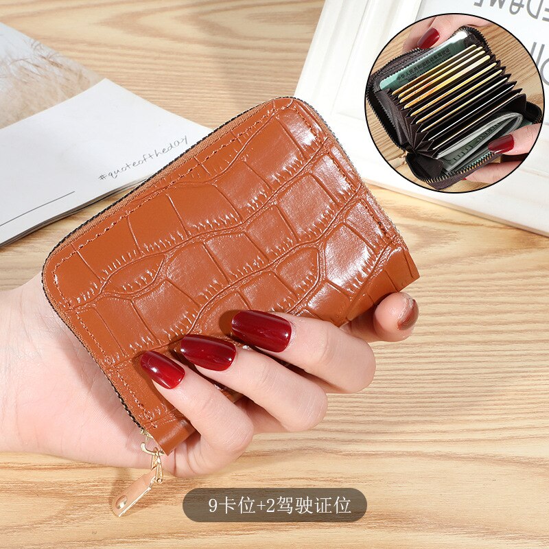 Vrouwen Mini Id-kaart Houders Krokodil Business Credit Card Houder Pu Leather Slim Bankkaart Case Organizer Portemonnee Rits Unisex: 4