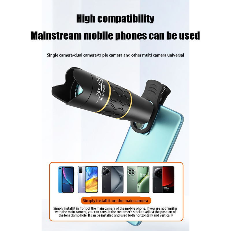 Mobile Phone Telephoto Camera Lens Universal 28X External Zoom Perfect for Concert Far Away Photography