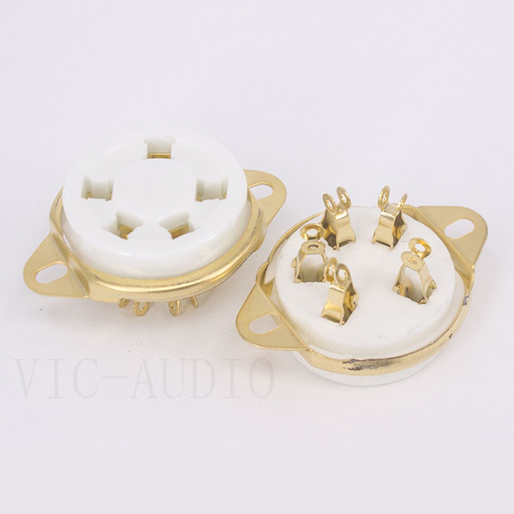 2PCS Ceramic Tube Socket GZC5-2 5Pins Electron Tube Seat For FD422 24 37 46 27 FU-7 807 Vacuum Tube Amplifier HIFI DIY: GZC5-2-G