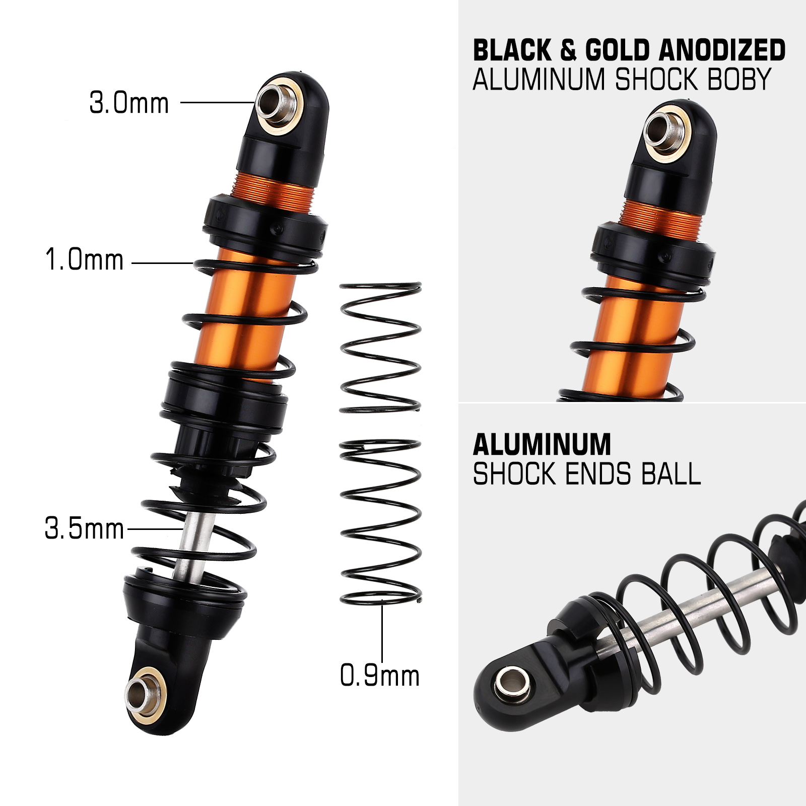 Metallo 70 millimetri 80 millimetri 90 millimetri 100 millimetri 110 millimetri 120 millimetri Olio Ammortizzatore Ammortizzatore per 1/10 RC crawler Auto Assiale SCX10 90046 AXI03007 TRX4 TRX6