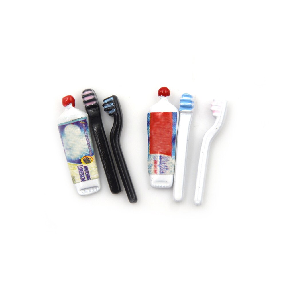 1Set 1:12 Dollhouse Miniature Mini Toothpaste Toothbrush Kitchen Furniture Toy Collectible Miniature Toys