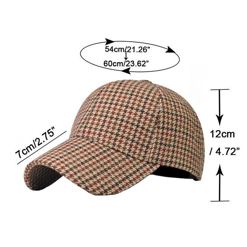 Frühlings-baseballkappe für damen und herren, sommer-sonnenhut aus filz mit hahnentrittmuster, trucker-snapback-kappe, lässige studentenkappe