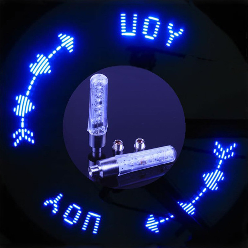 Lumière de vélo Double face, lampe à Valve à rayons de roue, lumières de Valve de roue de pneu, Flash à 7 LED avec motif aléatoire Super lumineux
