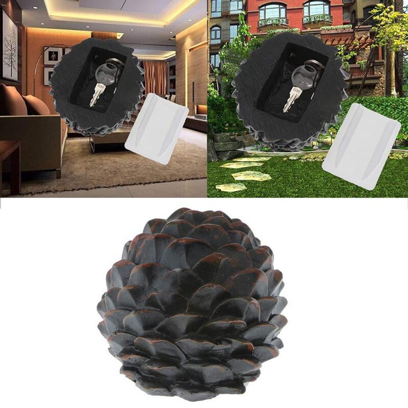 Coffre-fort à clé cachée 9x10Cm, coffre-fort à cône de pin pour l&#39;extérieur, clés de rangement Camouflage, décoration de jardin, clé de rechange secrète, sécurité de la maison