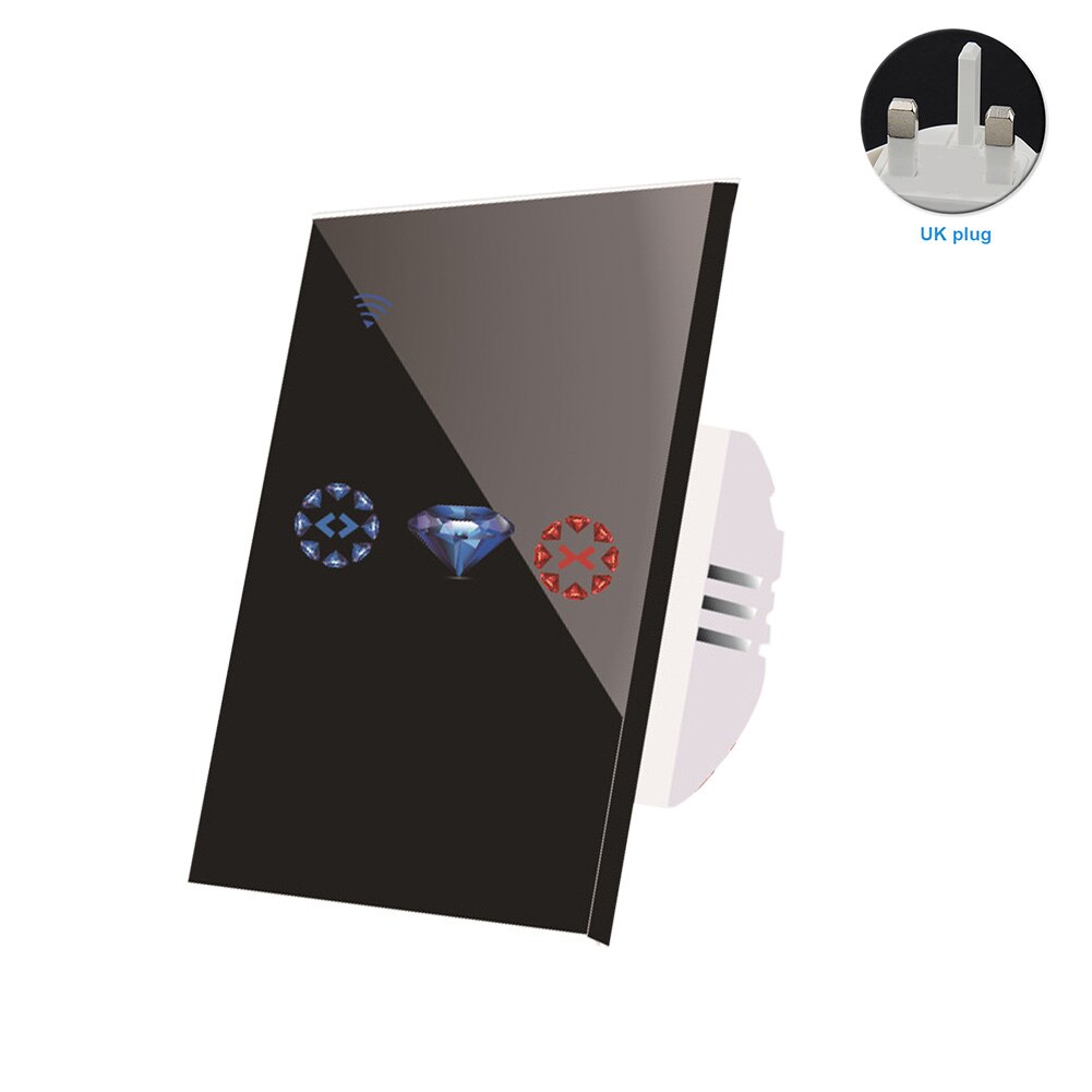 Téléphone portable, moteur de maison, porte, interrupteur de rideau intelligent, panneau wifi, application, outil, commande tactile électrique, volet roulant, bouton de store, chambre à coucher: Noir / Royaume-uni