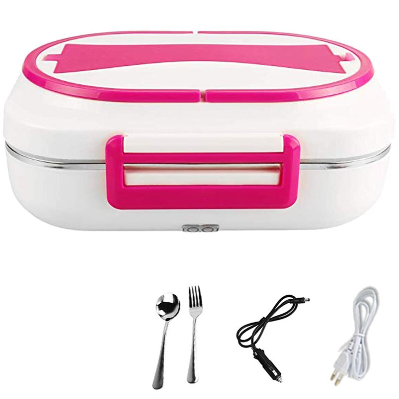 Car Home Dual Use 12V 220V Electric Lunch Box Food Heater Container Portable Stainless Steel Warmer Heating Bento Box Household: Red