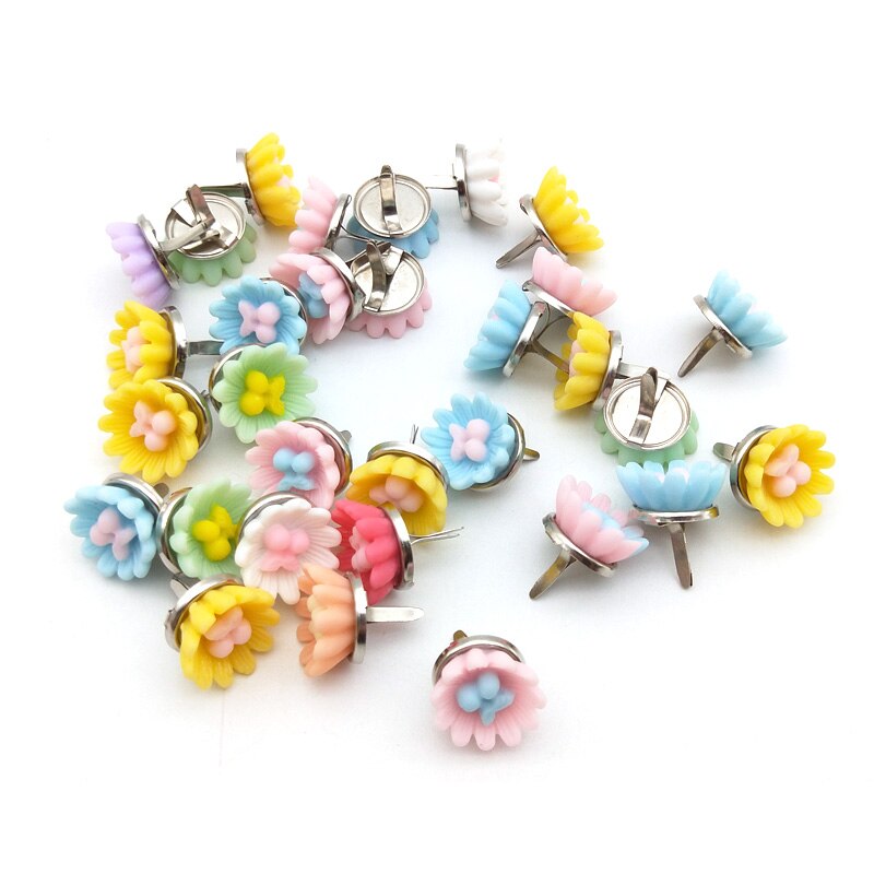 20pcs 14mm Cute Flowers Metal Brads Crafts Scrapbooking Diy Photo Album Decoration Supplies Embellishment Brads Accessories