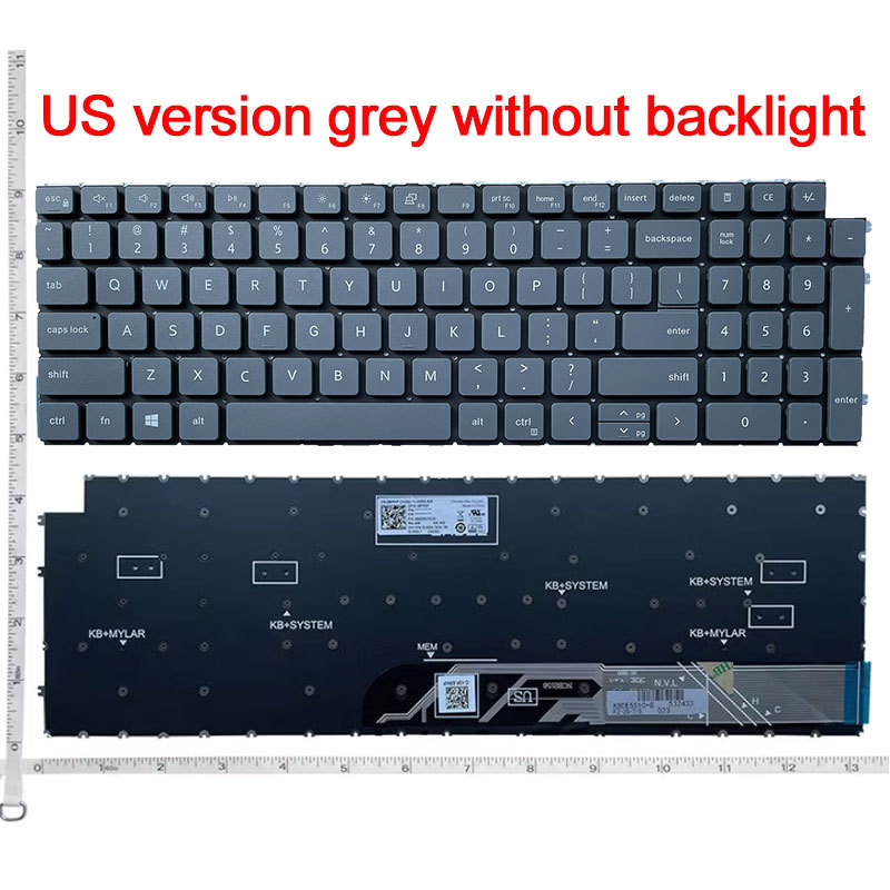 US/RU/SP Laptop Keyboard For Dell Inspiron 15 3525 3520 3511 3515 5501 5502 5505 5510 5518 5511 5515 7500 7501 7510/16 7610: grey