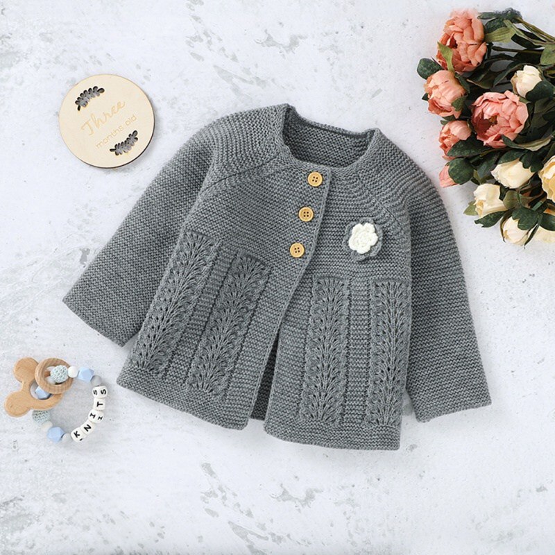 Baby Mädchen Casual Oberbekleidung Mantel Kleidung Strickjacke Oberbekleidung Pullover Kinder Pullover Herbst Baby Mädchen Blumen Hohl Strickjacke